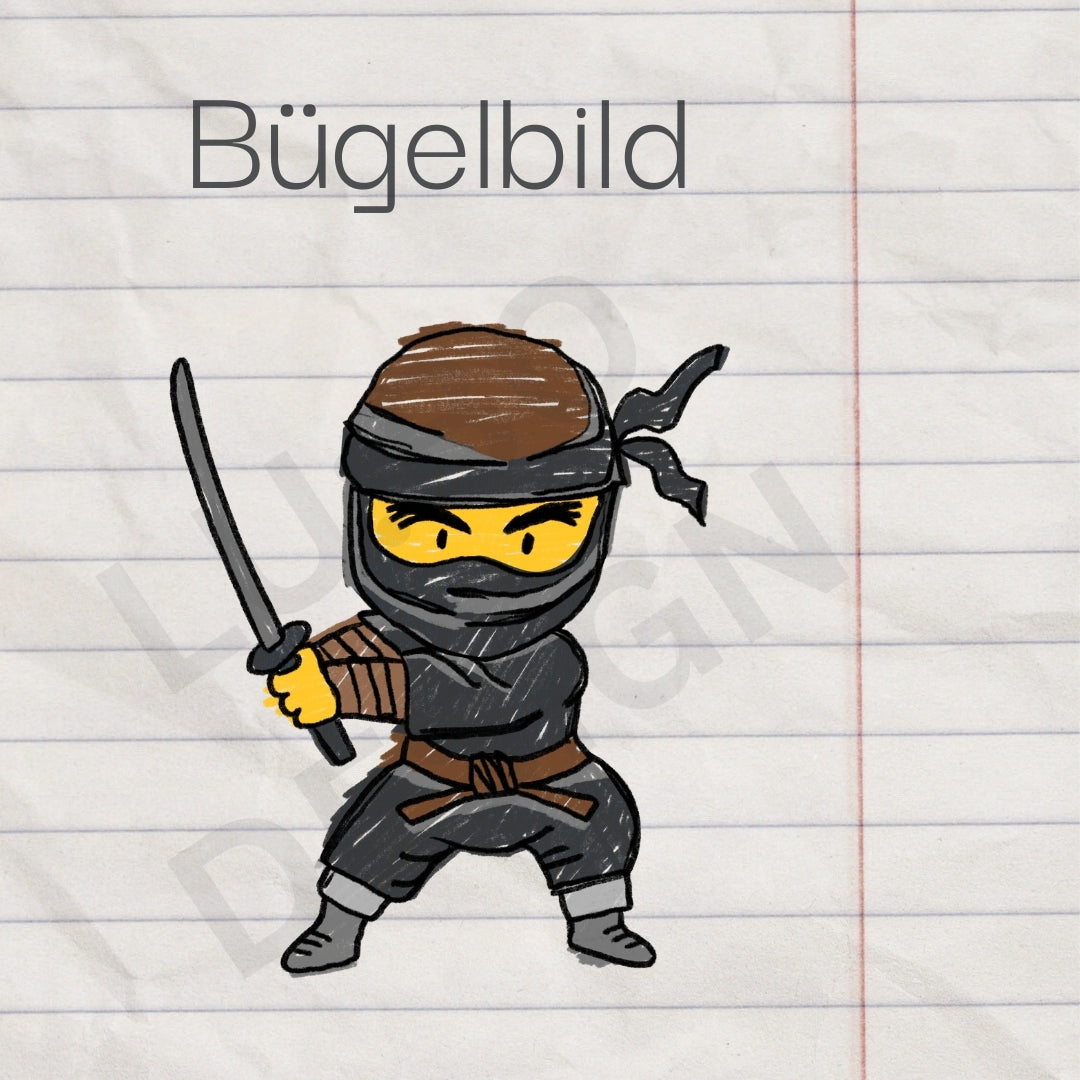 Ninja schwarz - Bügelbild, XXL - LU:BO Design