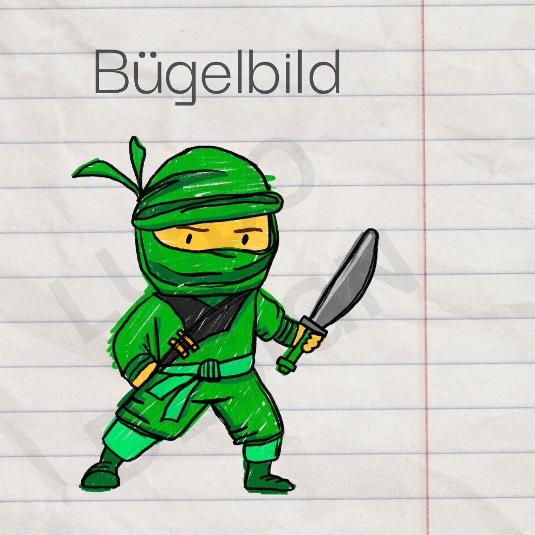 Ninja grün - Bügelbild, XXL