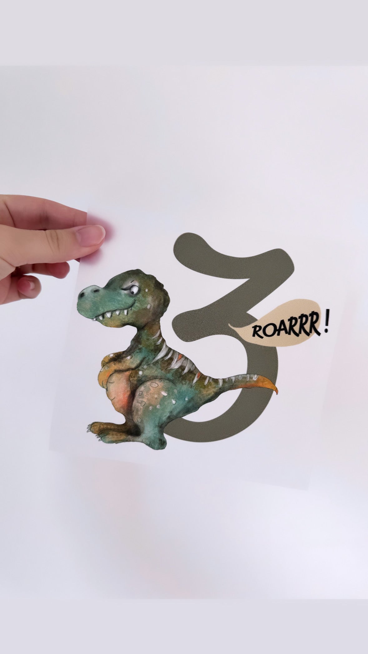 Dino 3. Geburtstag - Bügelbild, groß/maxi