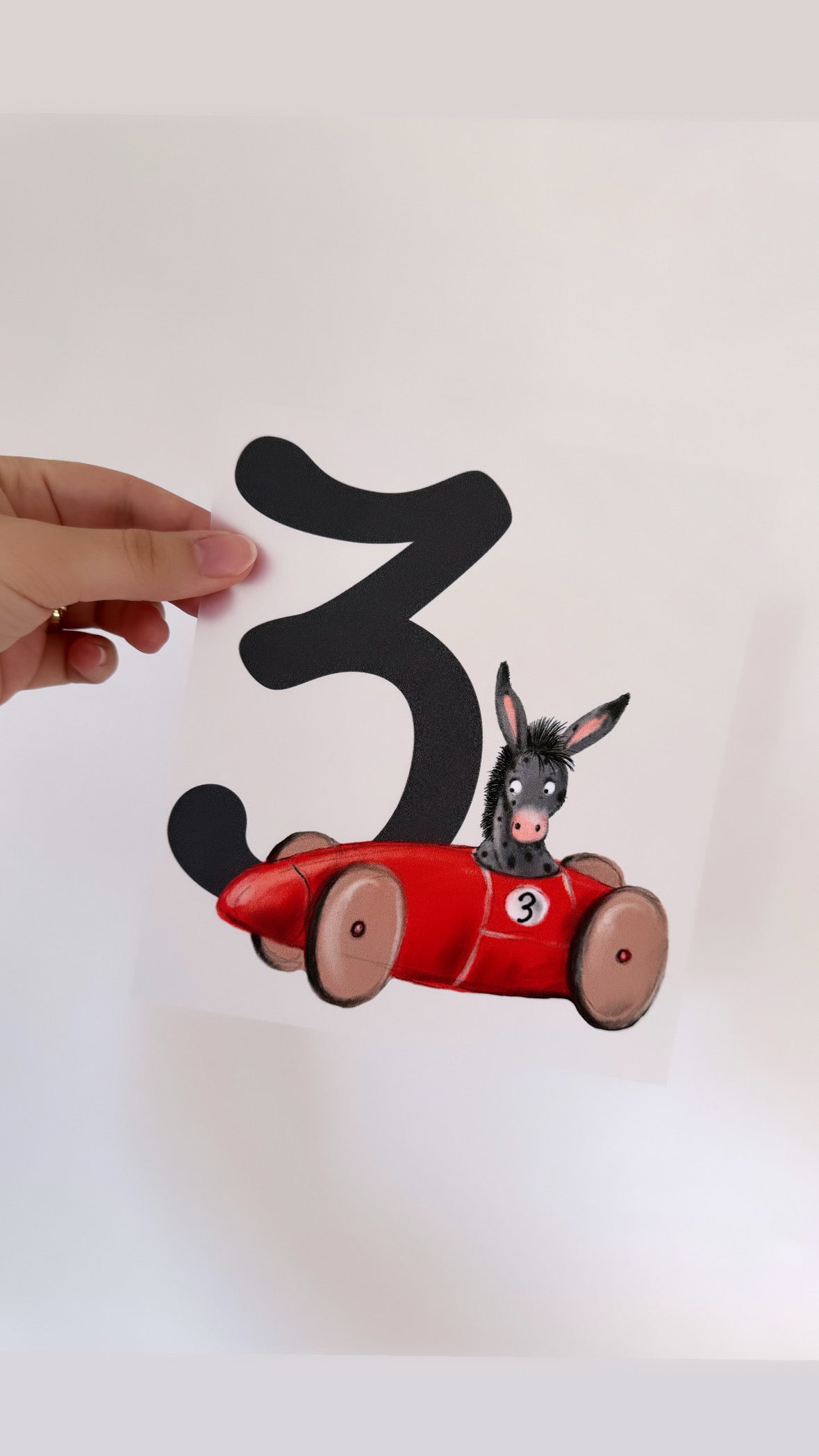 Rennwagen 3. Geburtstag - Bügelbild, groß/maxi