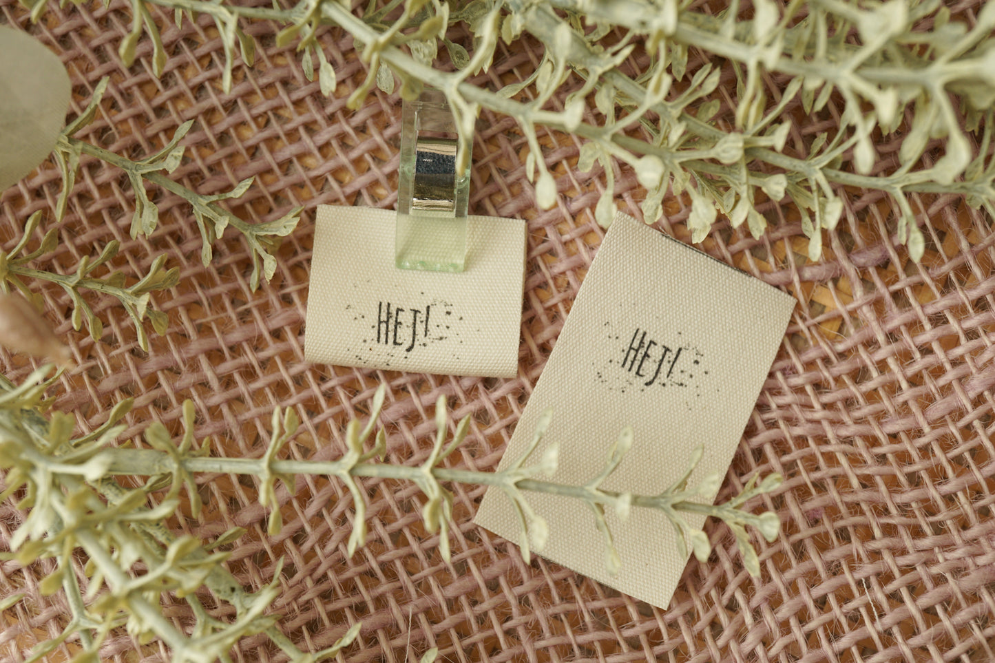 3er-Set Baumwoll-Label "Hej!"