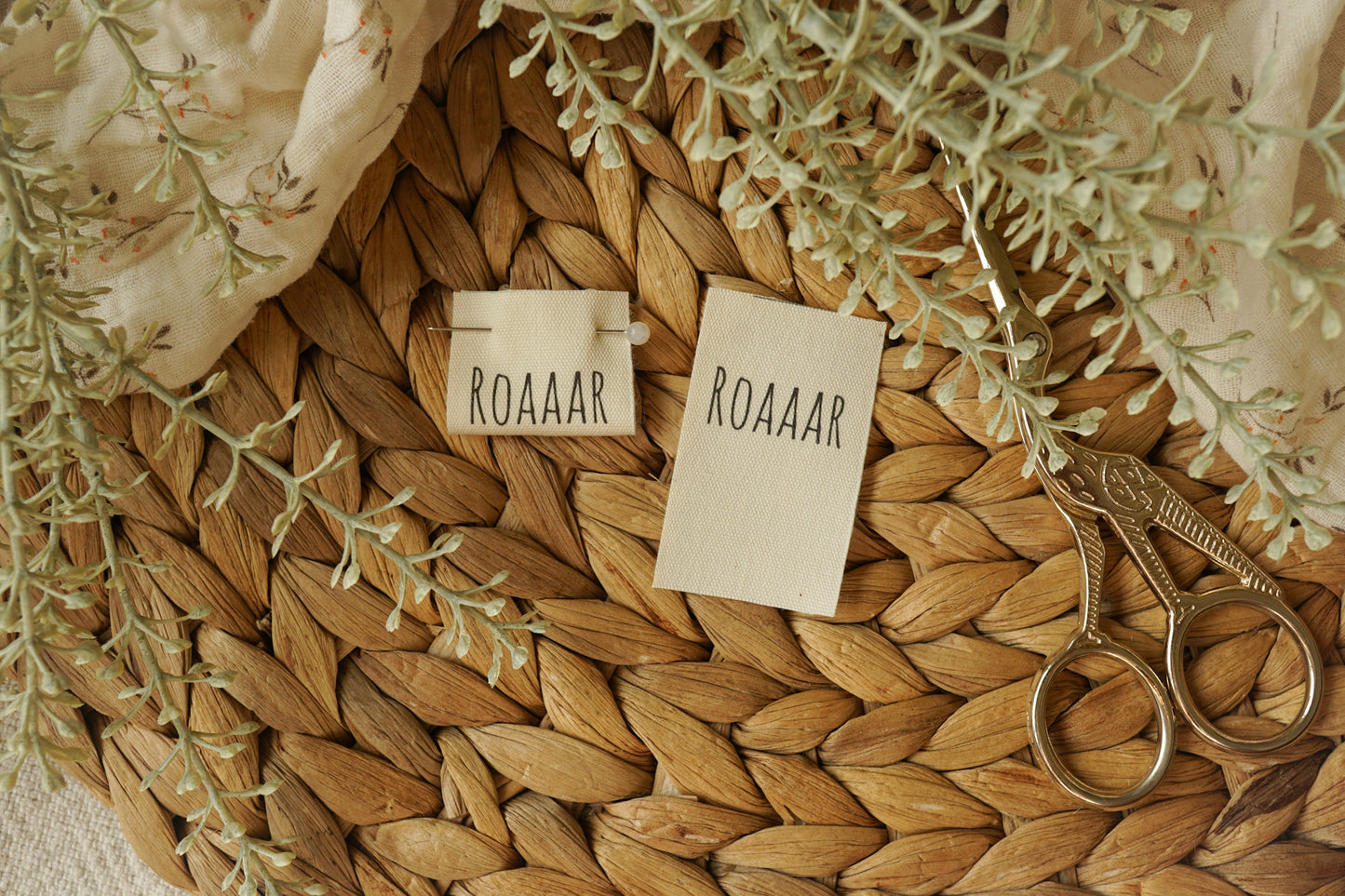 3er-Set Baumwoll-Label "Roaaar"