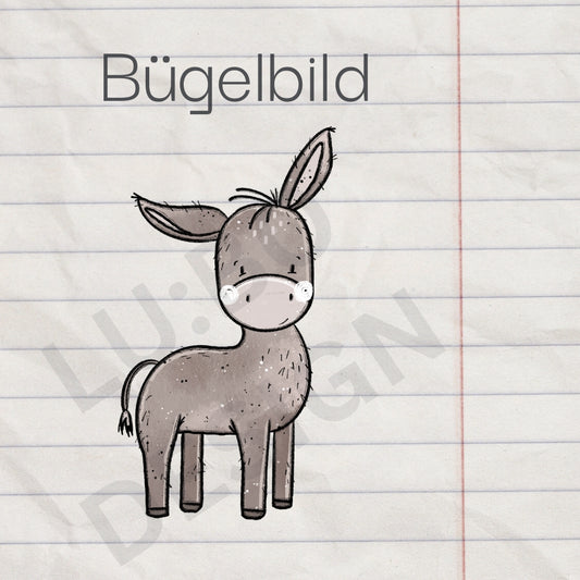 Esel - Bügelbild, maxi