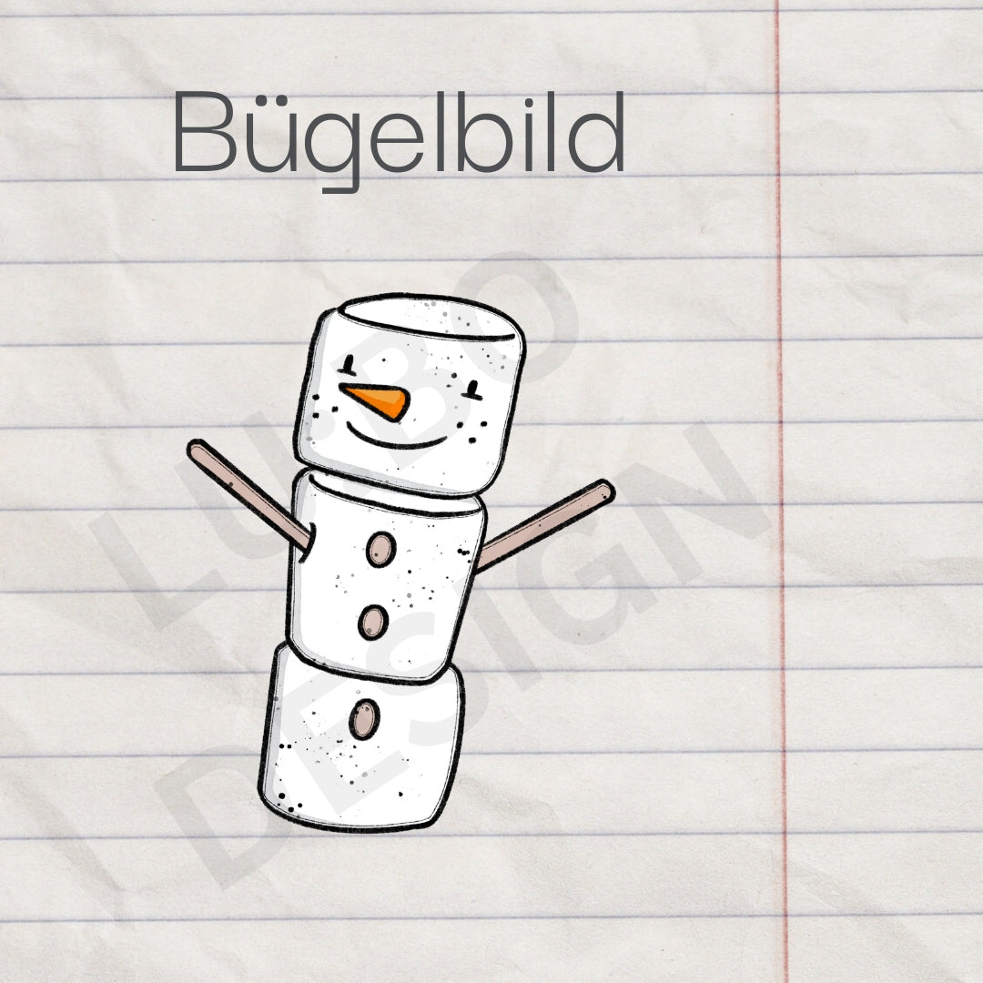 Marshmallow Schneemann - Bügelbild, klein