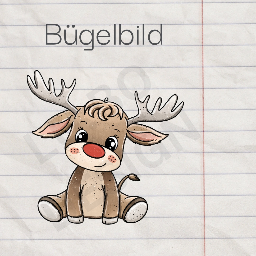 Rentier Funkelpfote- Bügelbild, klein