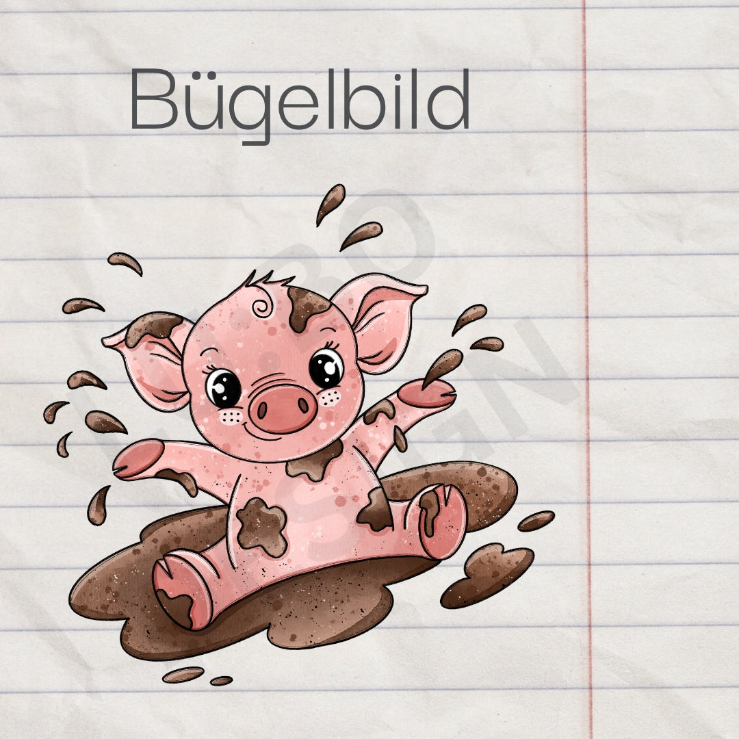 Schweinchen Glück - Bügelbild, midi