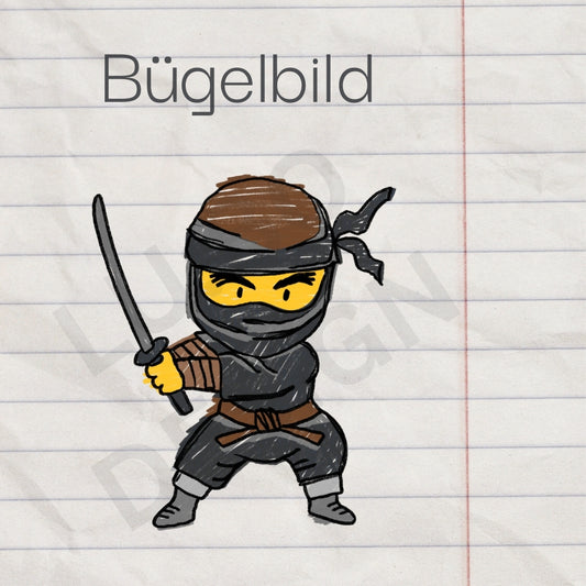 Ninja schwarz - Bügelbild, XXL