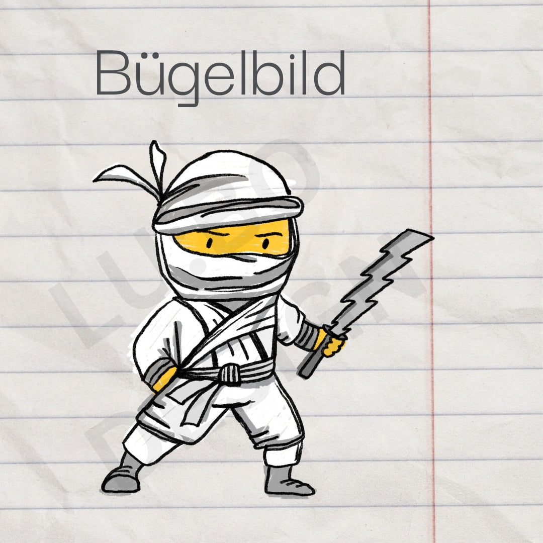 Ninja weiß - Bügelbild, XXL