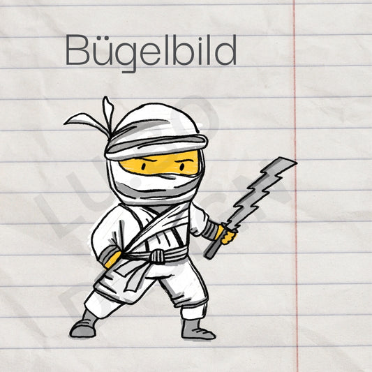 Ninja weiß - Bügelbild, XXL