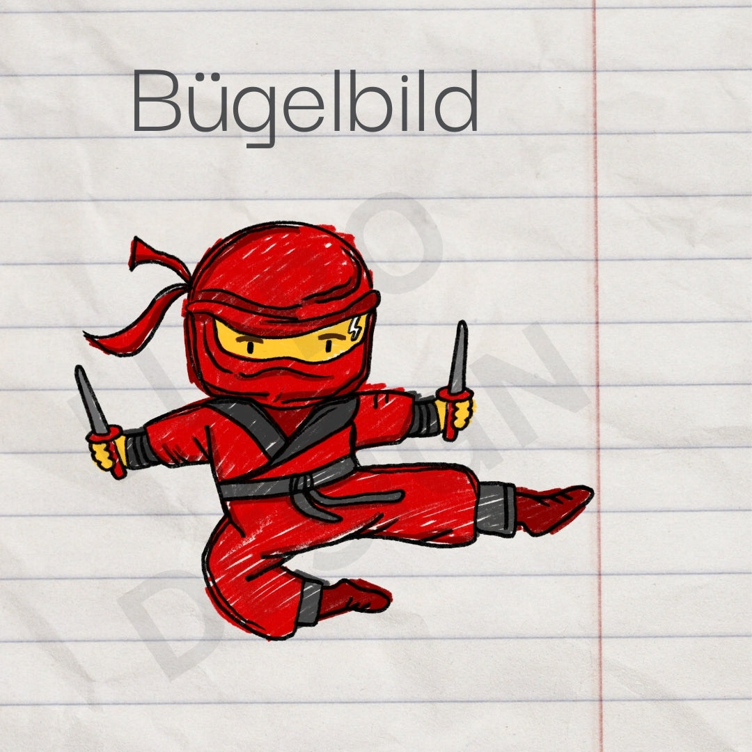 Ninja rot - Bügelbild, XXL