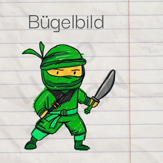 Ninja grün - Bügelbild, XXL