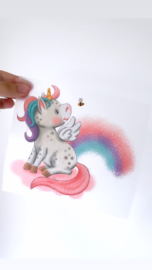 Regenbogen Einhorn - Bügelbild, maxi