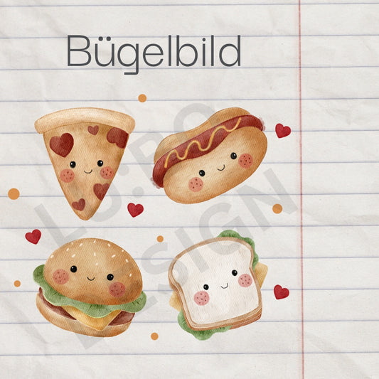 Fast Food - Bügelbild, XXL