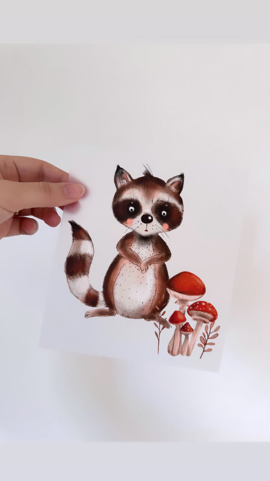 Waschbär - Bügelbild, groß/maxi