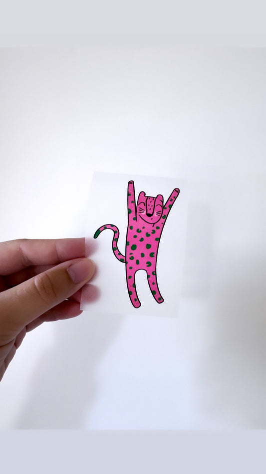 Happy Leopard pink - Bügelbild, klein