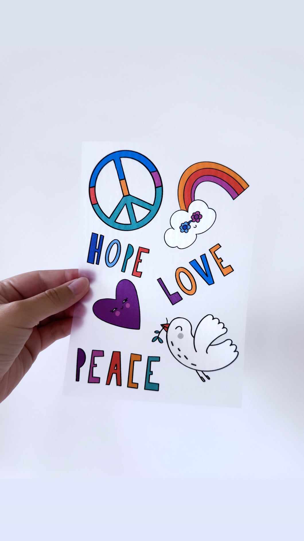 Peace, Love,Hope - Bügelbild, groß/maxi