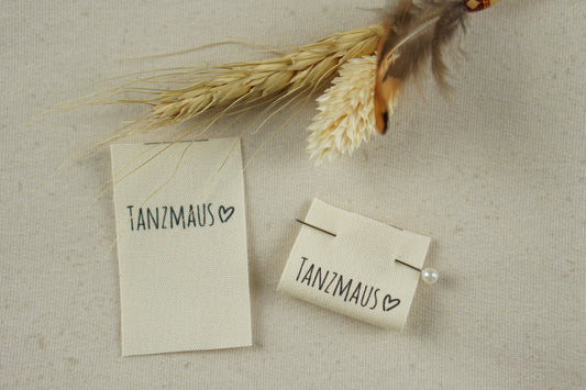 3er-Set Baumwoll-Label "Tanzmaus"