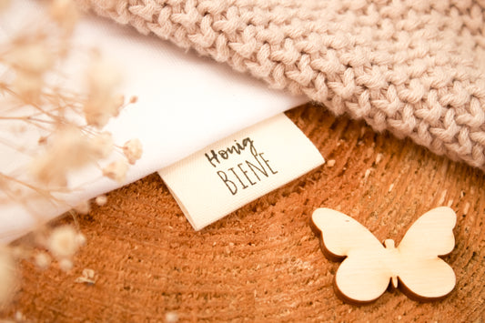 3er-Set Baumwoll-Label "HonigBiene"