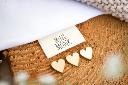 3er-Set Baumwoll-Label "Mini Monk"