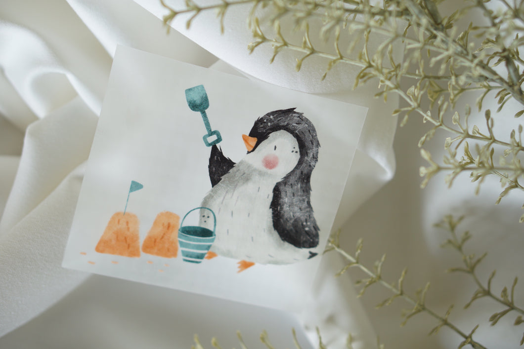 Pinguin Sandburg - Bügelbild, klein